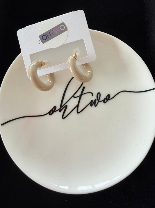 Beige Chunky Hoop Oorbellen Dames – Trendy Statement Oorringen – Lichtgewicht Elegante Oorstekers |kod42