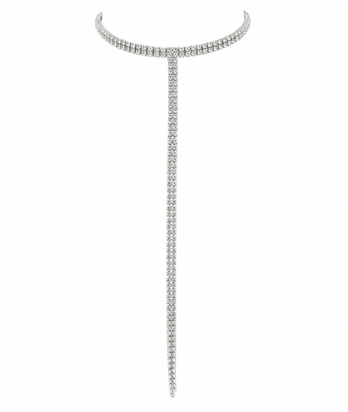 Strass Choker Ketting Dames – Zilverkleurige Y-Ketting met Kristallen – Elegante Statement Halsketting voor Gala, Bruiloft en Feest |kod58