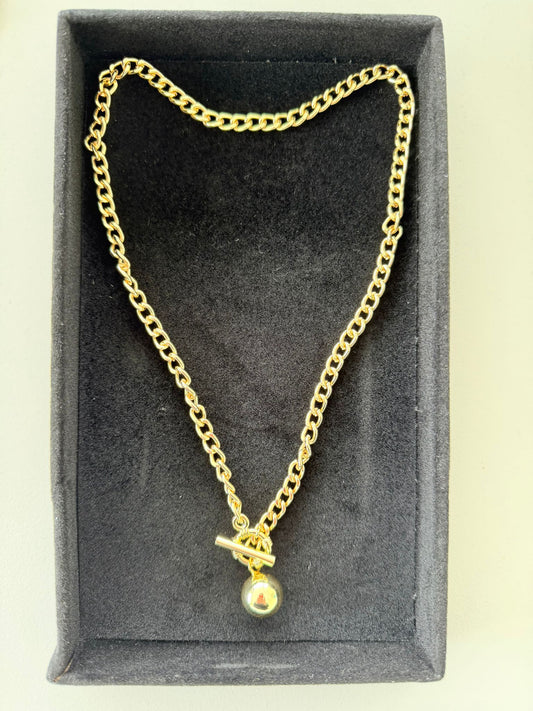 Elegante Gouden Schakelketting met Minimalistische Hanger Stijlvol | kod11