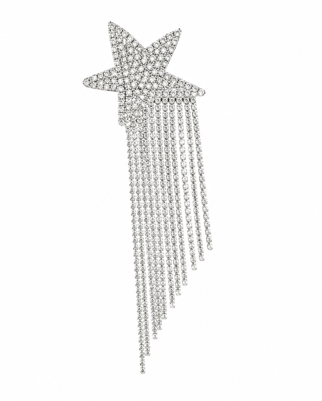 Ster Oorbellen met Strass en Lange Kwastjes – Statement Oorbellen Dames – Zilverkleurige Party Oorbellen |kod43