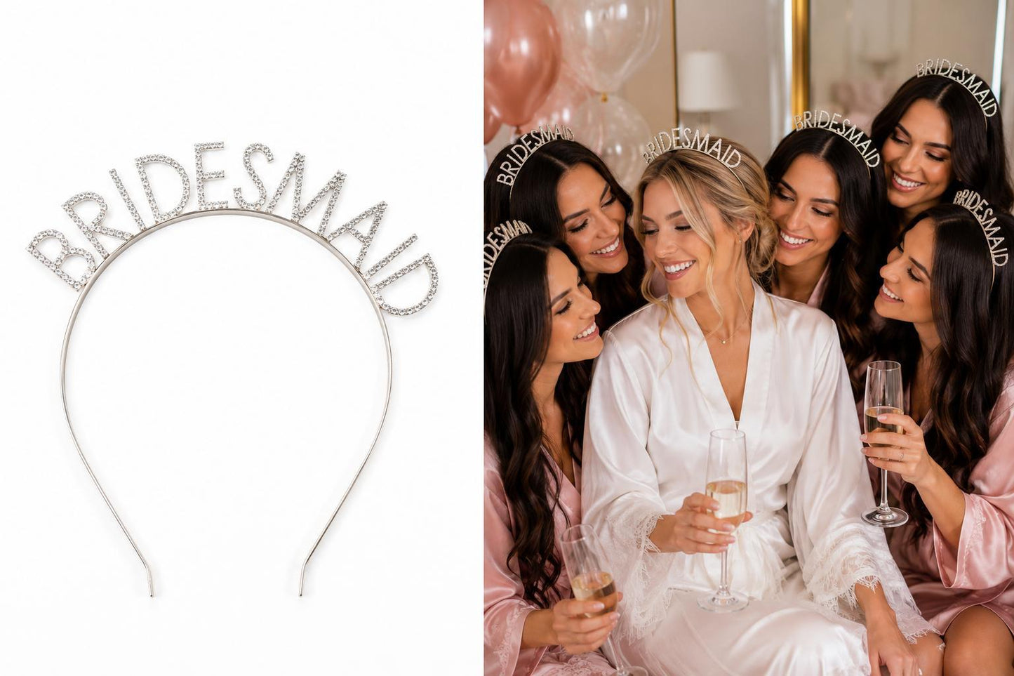 Bridesmaid Haarband met Strass – Glitter Hoofdband voor Bruidsmeisjes – Vrijgezellenfeest Accessoire – Bachelorette Party & Bridal Shower | kod03