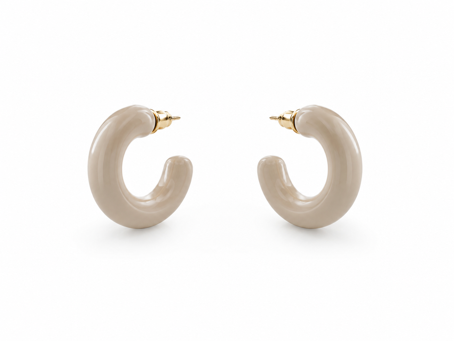 Beige Chunky Hoop Oorbellen Dames – Trendy Statement Oorringen – Lichtgewicht Elegante Oorstekers |kod42
