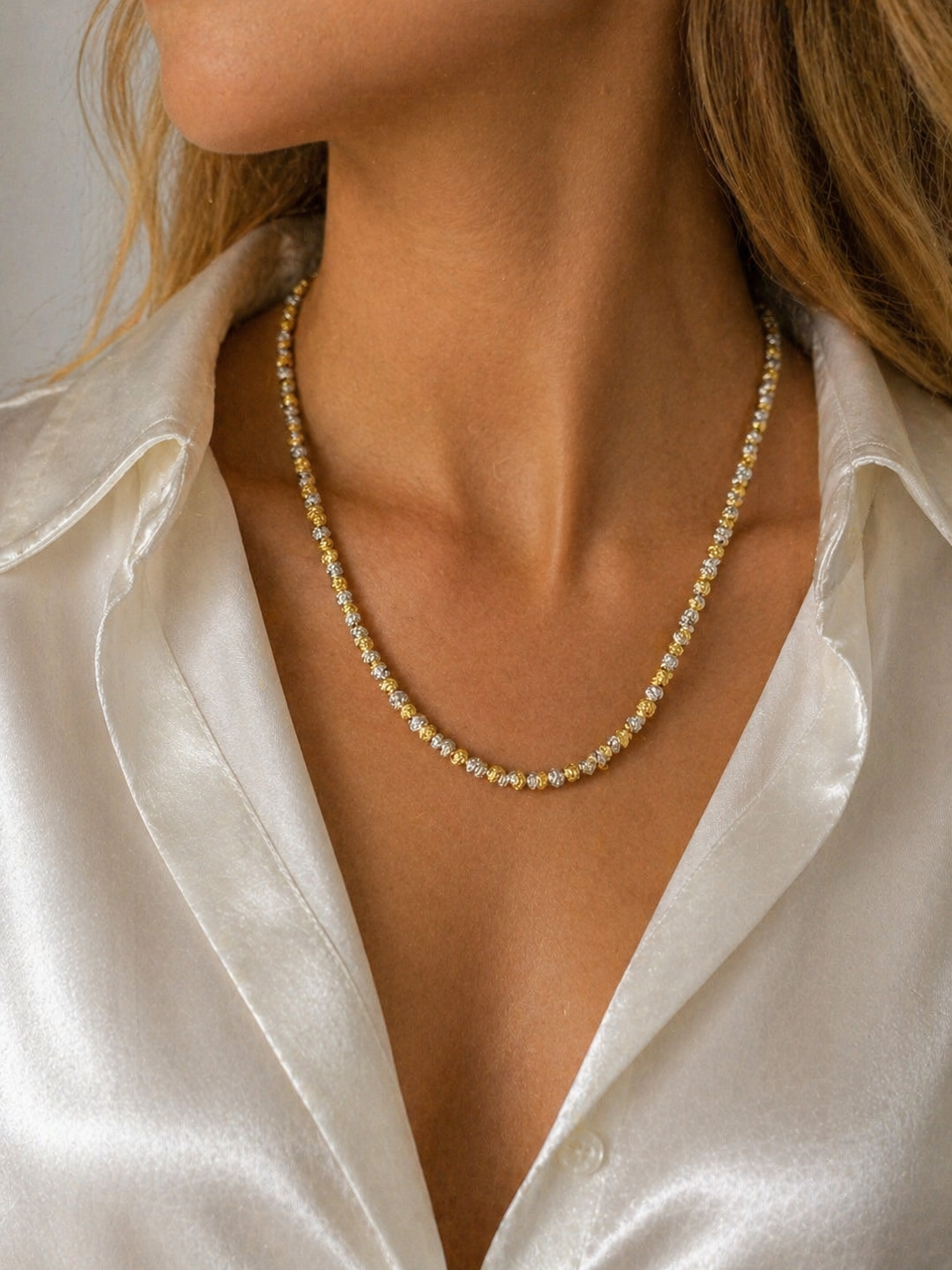 Luxe Gouden; Zilveren Kralenketting – Subtiel, Elegant  Tijdloos | kod12