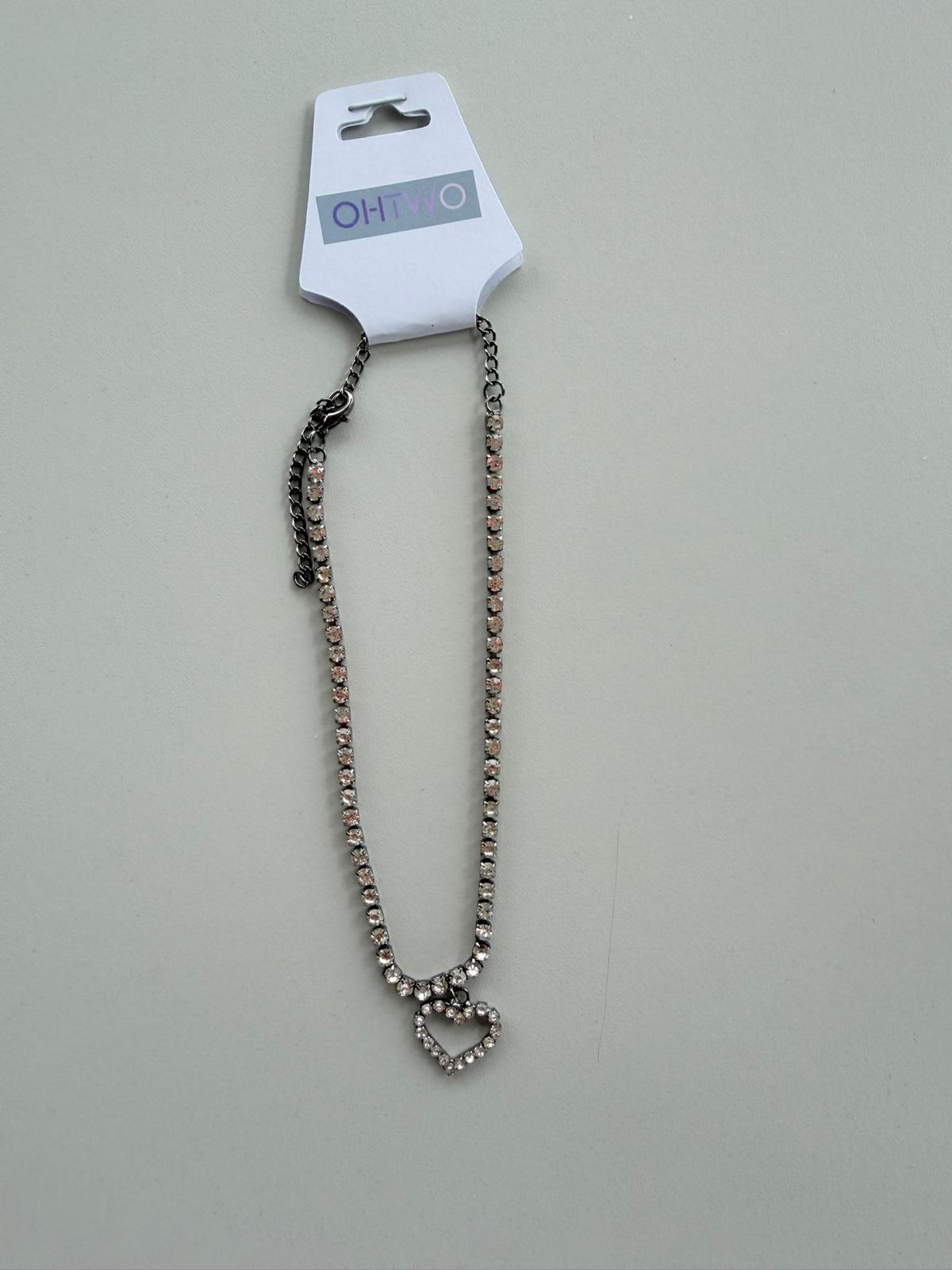 Zwarte Hart Ketting Dames – Kristallen Halsketting met Hart Hanger – Elegante Rhinestone Choker Ketting voor Feest, Uitgaan en Cadeau |kod62