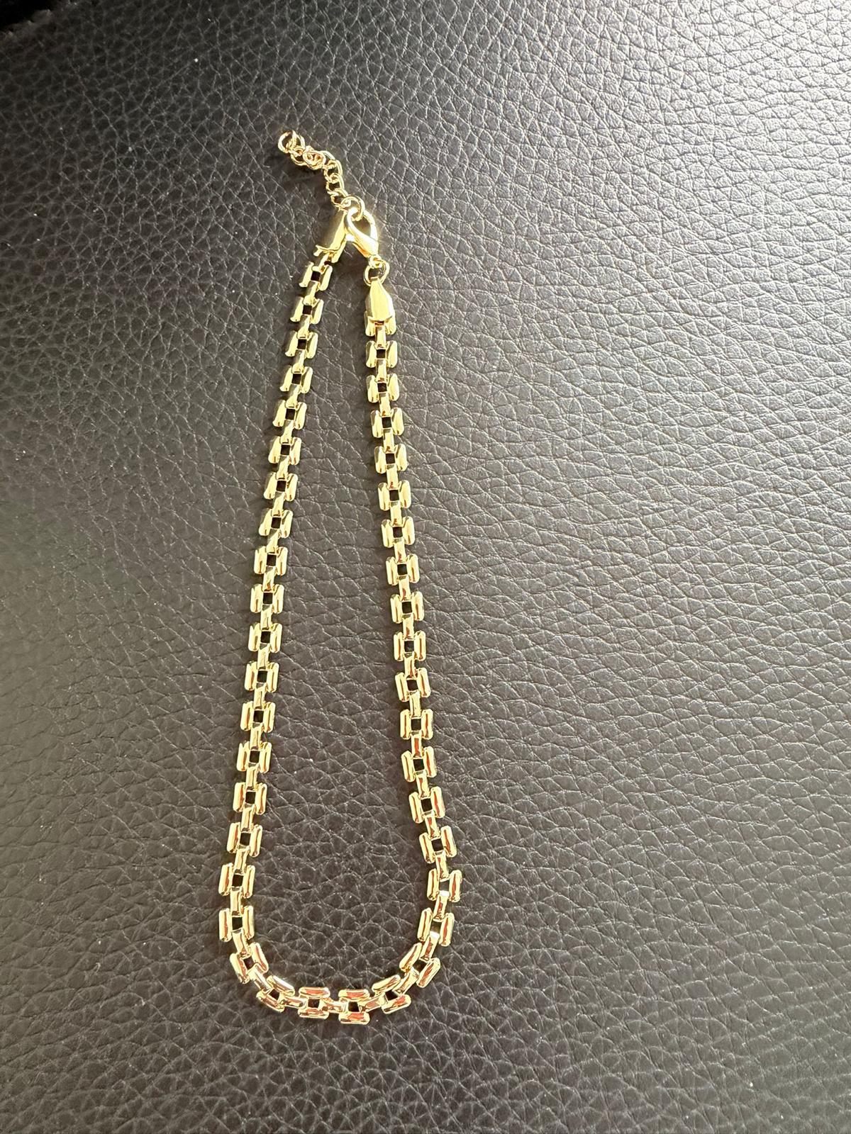 Gouden Schakelketting Dames – Minimalistische Ketting met Rechthoekige Schakels – Trendy Goudkleurige Halsketting voor Dagelijks Gebruik |kod59
