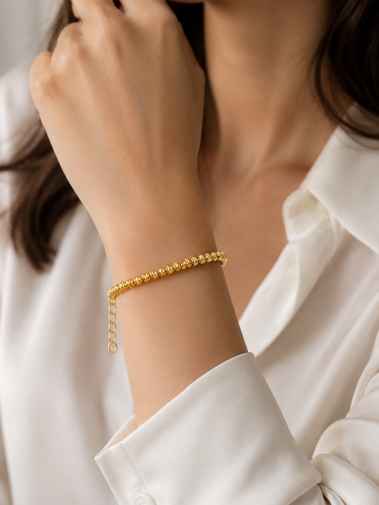 Gouden Kralen Armband Dames – Verstelbare Minimalistische Armband – Elegante Goudkleurige Armband voor Dagelijks Gebruik |kod69
