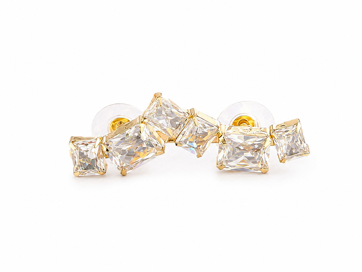 Luxe Goudkleurige Kristal Oorknopjes – Geometrische Zirkonia Oorbellen voor Dames – Elegante Statement Oorstekers |kod38