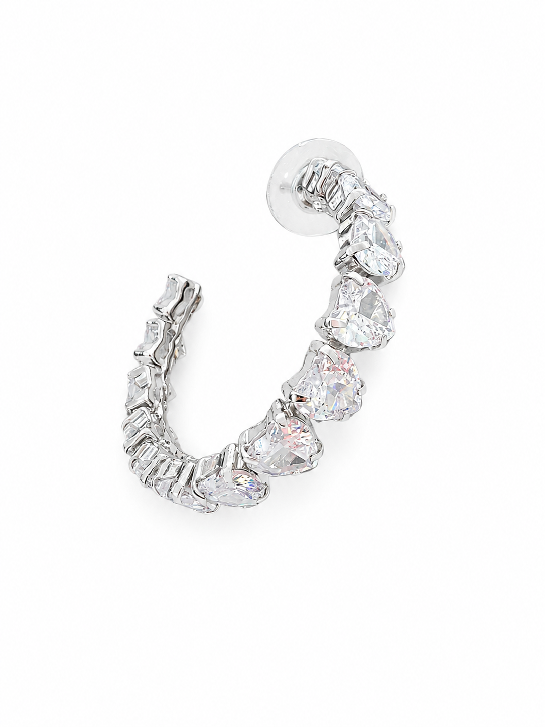 Zilverkleurige Kristallen Hoop Oorbellen – Luxe Strass Creolen Dames – Glamoureuze Statement Oorbellen |kod44