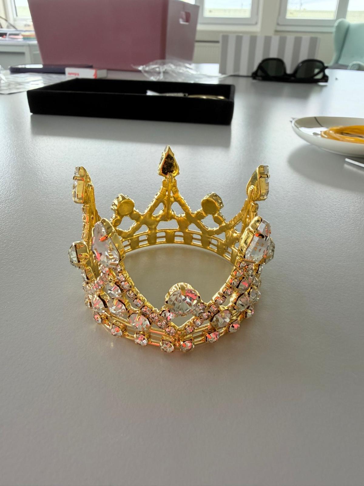 Prinsessen Kroon Goudkleurig met Kristallen – Luxe Tiara voor Meisjes en Dames – Verjaardag, Bruiloft & Feest |kod70