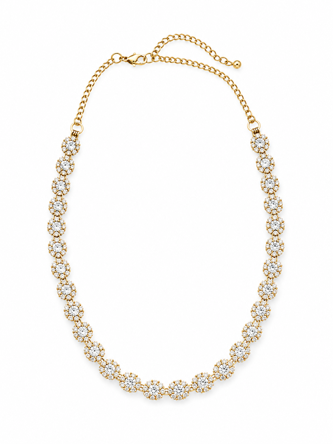 Gouden Bloemen Ketting Dames – Strass Halsketting met Kristallen Bloemen – Elegante Choker Ketting voor Bruiloft, Feest en Avondjurk |kod60